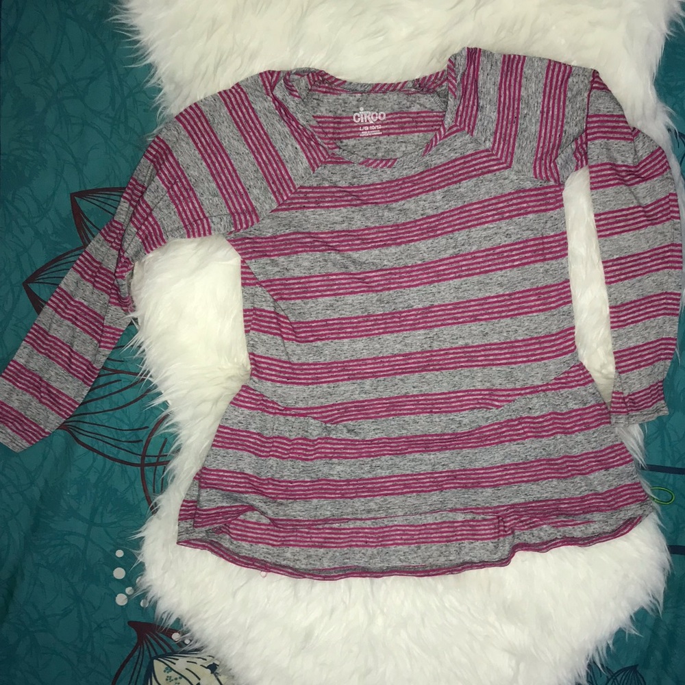 Grey and Pink stripes peplum top